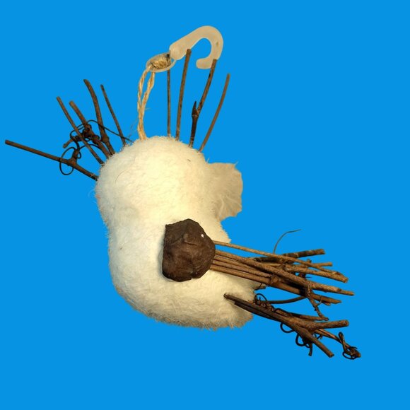 White Owl Ornament Feather Twig Rustic Cottage Cabin Lodge Decor Holiday Time - Picture 6 of 10